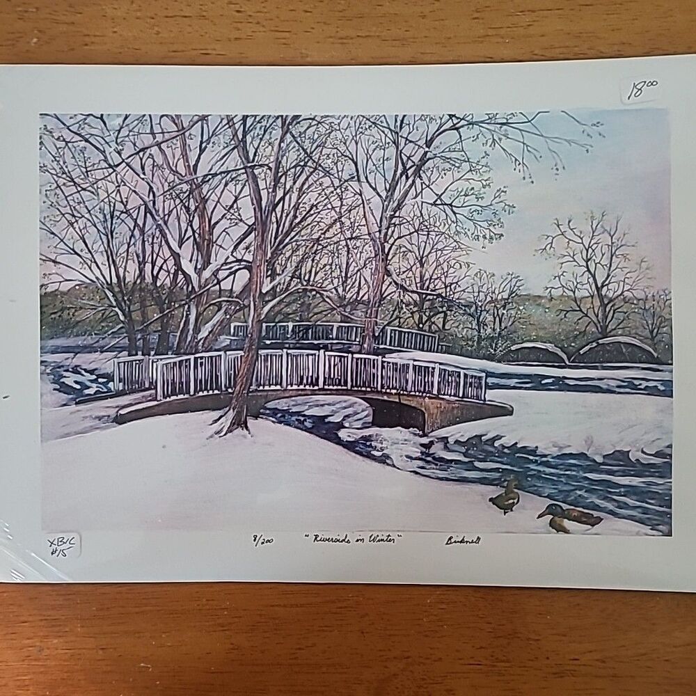 Bicknell Watercolor "Riverside On Winter" 10 x 14